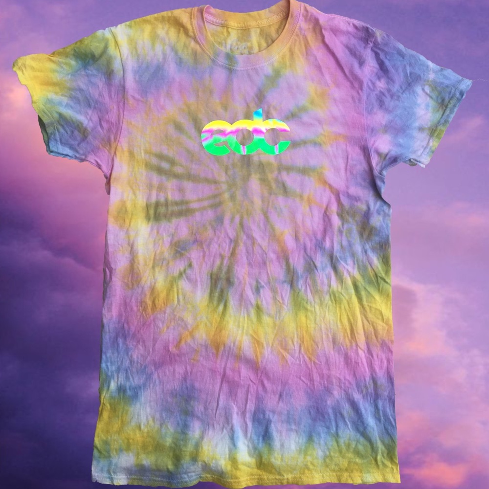 edc reflective rainbow tie dye shirt